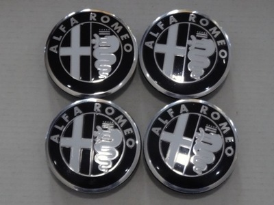 4 PIEZAS DEKLE TAPACUBOS EMBLEMATY PARA DISCOS ALFA ROMEO 56 MM NEGRAS  