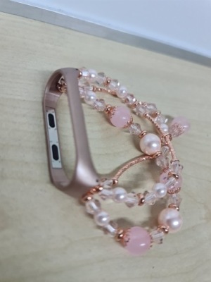 OPASKA BRANSOLETKA do XIAOMI MI BAND RÓŻOWA Z KORALIKAMI ( STAN IDEALNY ! )