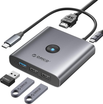 ORICO Hub USB C, stacja dokująca 5 w 1 USB C z HDMI 4K