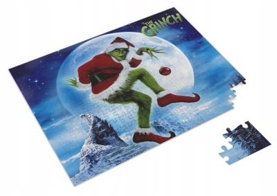 Puzzle Grinch Święta Śnieg + Imię pudełko A3 252 el.