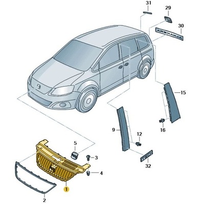 РЕШЕТКА РЕШЁТКА РЕШЁТКА БАМПЕРА SEAT ALHAMBRA