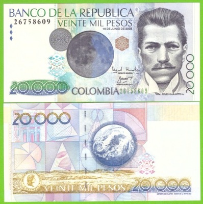 KOLUMBIA 20000 PESOS 2003/06/16 P-454g UNC RZADKA DATA