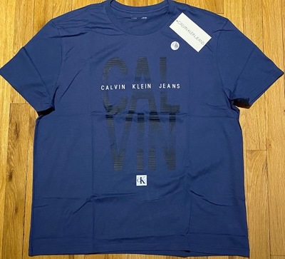 CALVIN KLEIN T-Shirt roz XXL niebieski zUSA100%Org