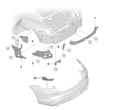 КРОНШТЕЙН НАПРАВЛЯЮЧА БАМПЕРА ЗАДНЬОГО ПРАВЕ PORSCHE TAYCAN 9J1807406