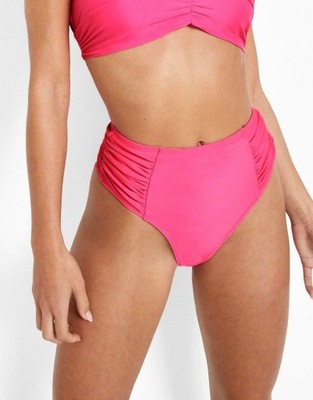 BOOHOO RÓŻOWY DÓŁ OD BIKINI STRINGI MARSZCZENIE KUH NG2__XS