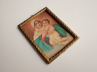 Obraz Święty Matka Boska z Dzieciątkiem w Mosiężnej Ramce
