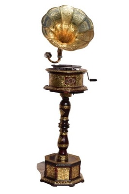 Gramofon Okrągły - Rzeźbiony - Patefon - Stojak - Tuba - Sprawny Nr.24S