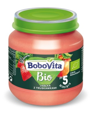 Bobovita BIO Deserek jabłko i truskawka 125g