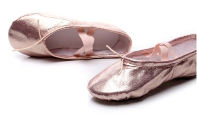 Baletki Balerinki do Tańca Balet Różowe Złoto