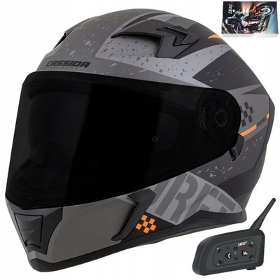 CASCO + INTERKOM PARA MOTOCICLETA CASSIDA 3.0 DOS VENTANAS  