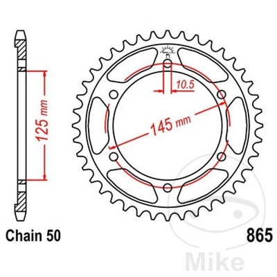 ENGRANAJE PARTE TRASERA DE ACERO JT R865-45, 45Z, TAMAÑO 530  