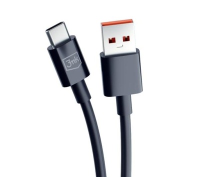 Kabel Przewód 3mk Hyper USB-A do USB-C 1,2 metra 3A Czarny