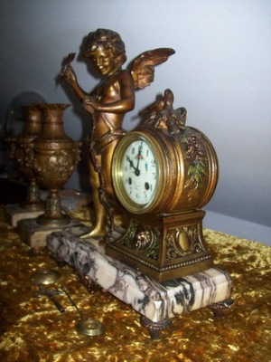 -OBNIŻKA--[@7h] OKAZJA--Figuralny zegar kominkowy ok, 1880r