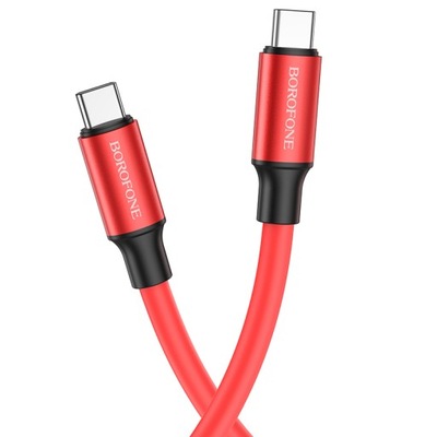 CZERWONY KABEL 1M BOROFONE USB TYP C - DO USB TYP C 60W 1M