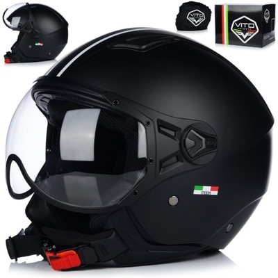 CASCO PARA MOTOCICLETA ABIERTO | VITO MODA MATT BLACK | SCOOTER CHOPPER ECE 22.06  