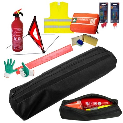 JUEGO ETUI: EXTINGUIDOR TRAGALUZ CHALECO BOTIQUÍN KIT DE PRIMEROS AUXILIOS REKAWICE FUSIBLES  