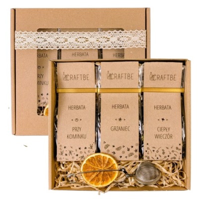 Zestaw Prezentowy BOX KOSZ ROZGRZEJ SIĘ Herbaty Rozgrzewające AROMATYCZNY