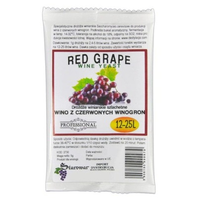 Drożdże winiarskie WINE YEAST RED GRAPE winogrona