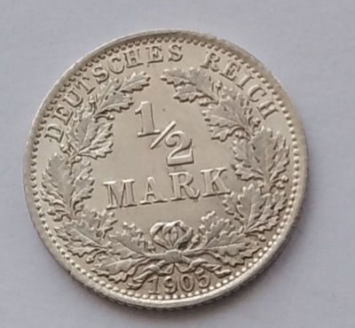 moneta 1/2 MARKI Niemcy 1905 r. A Wilhelm II