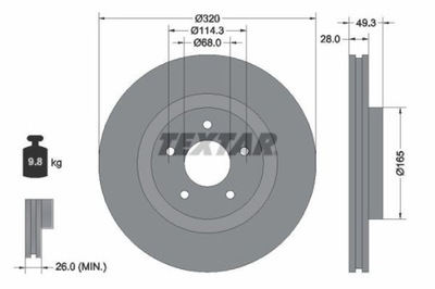 2X DISKU STABDŽIŲ NISSAN PRIEK. MURANO/PATHFINDER 3,5 12- 92299403 