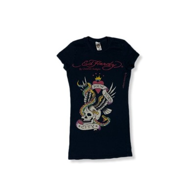 Ed Hardy Koszulka Damska by Christian Audigier Logo Klasyk Unikat XS