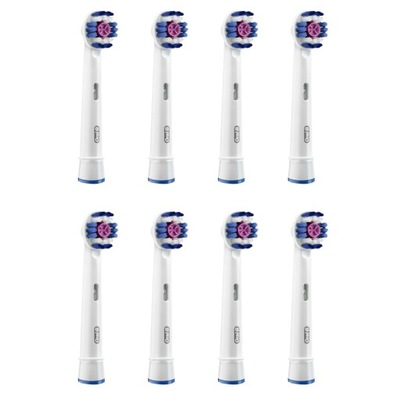 8x ORYGINALNE KOŃCÓWKI DO SZCZOTECZKI BRAUN ORAL-B 3D WHITE EB-18P