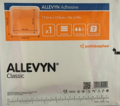 Allevyn ADHESIVE piankowy przylepny 17,5x17,5cm 1x