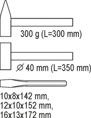 YT-5540 ВКЛАД DO SZUFLADY MŁOTKI I PRZECINAKI, 5 CZ YATO