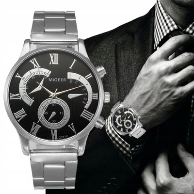 ekskluzywny męski zegarek na stalowym pasku