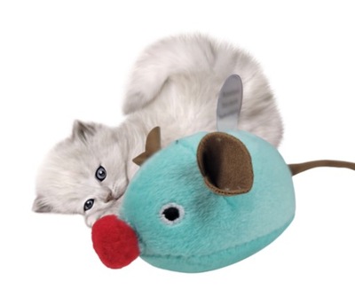 Myszka dla kota interaktywna piszczy 7cm niebieska