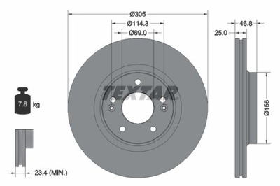 2 PIEZAS DISCO DE FRENADO HYUNDAI PARTE DELANTERA KONA/I30/TUCSON 1,0-2,0 15- 92292205  