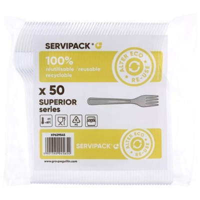 Widelec przezroczysty Superior | 50 szt. | RE-USE