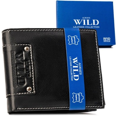 Klasyczny, skórzany portfel męski bez zapięcia Always Wild