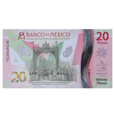 Banknot, Mexico, 20 Pesos, 2021, 2021-10-05, UNC(6