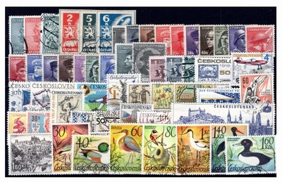 Pakiet Czechosłowacja 57 znaczków kasowane [19] na karcie transportowej