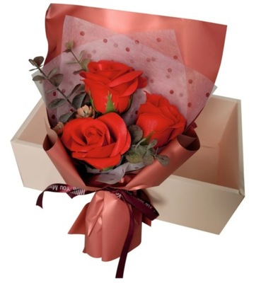 Bukiet mydlany kwiaty róże 18 30 flower box na prezent komunie dzień matki