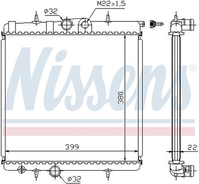 РАДІАТОР 380X399X22MM NISSENS NIS 63708A