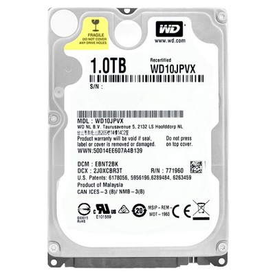 Dysk WD 1TB WD10JPVX 5,4K 8Mb Sata III 2,5'' Rec