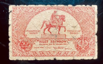 Banknot Bilet Zdawkowy 50 gr 1924