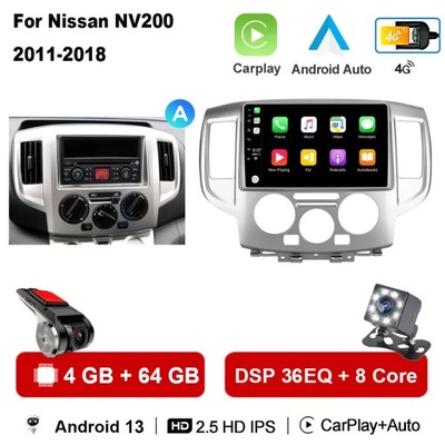 RADIO DE AUTOMÓVIL CON SYSTEMEM ANDROID 13 PARA NISSAN NV200 2011 2015 2016 2017-2018 CARPLAY AUTO  