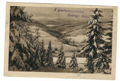 Pocztówka 1952 Nowy Rok Wisła Dziechcinka