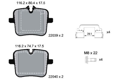 TEXTAR ZAPATAS DE FRENADO PARTE TRASERA BMW 5 G30 F90 7 G11 G12 8 G14 F91 8 G15  