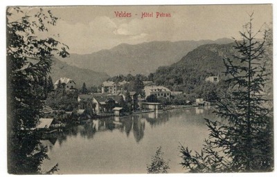 Pocztówka Słowenia 1913 Veldes Bled Hotel jezioro