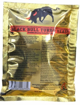 BLACK BULL TURBO 18% drożdże gorzelnicze