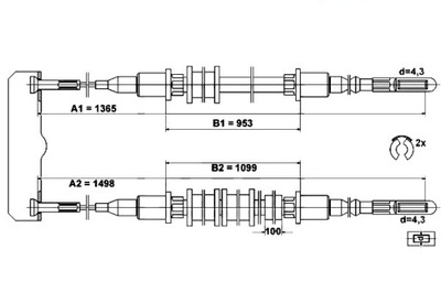 CABLE FRENOS DE MANO OPEL CALIBRA A VECTRA A 1.8  