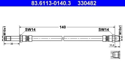 ATE 83.6113-0140.3 CABLE BRAKE ELASTIC  