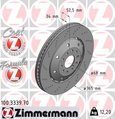 ZIMMERMANN 100.3339.70 DISKU STABDŽIŲ 