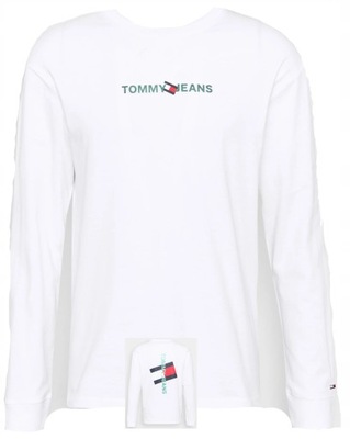 TOMMY JEANS Biały Longsleeve Duże Logo FLAGA _ XL