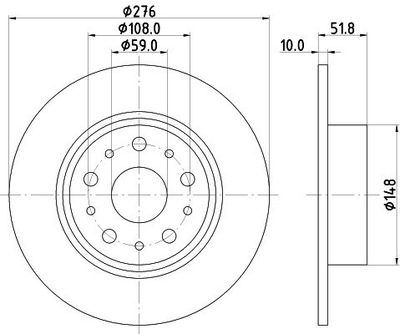 DISC BRAKE REAR HELLA 8DD355106381  