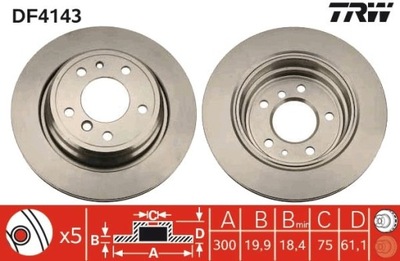 2X DISCO DE FRENADO BMW PARTE TRASERA E34 88-97 DF4143  